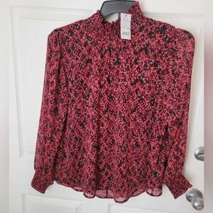 Collection B Vibrant Red and Black Blouse